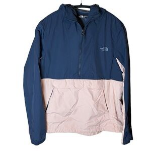 The‎ North Face Windwall Pullover Windbreaker Pink Navy Blue Hoodie Size Large